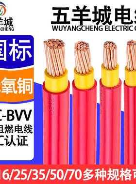 五羊城国标BVV10/16/25/35/50/70平方铜线 线双塑铜芯家装电线 线