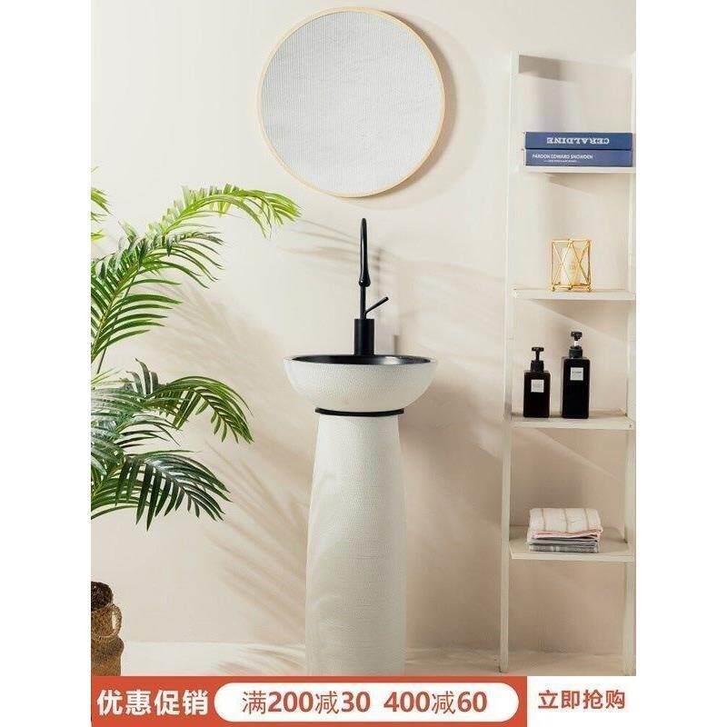 简约立柱式洗手盆台一体落地小户型阳台浴室洗脸盆艺术陶瓷洗面盆