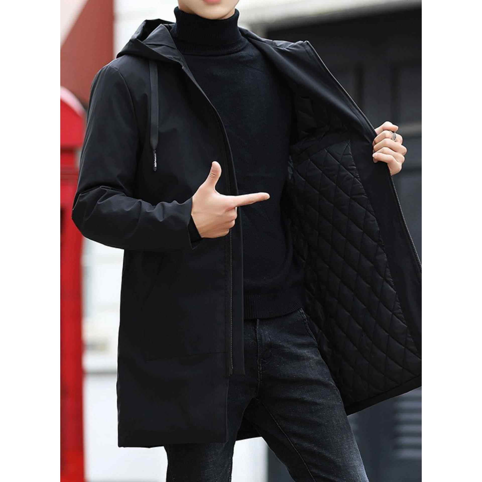 风衣男中长款春秋季宽松大码韩版潮流男士加肥加大休闲夹克外套潮