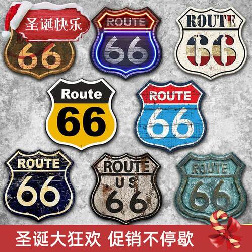 Vintage tin painting 66 road shield wall decoration wall han