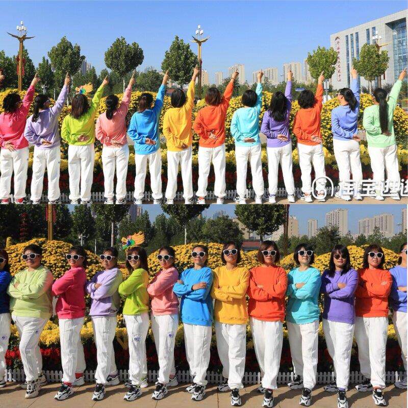 闺蜜装姐妹套装糖果彩色卫衣卫裤演出团建服多人团体班服运动套装