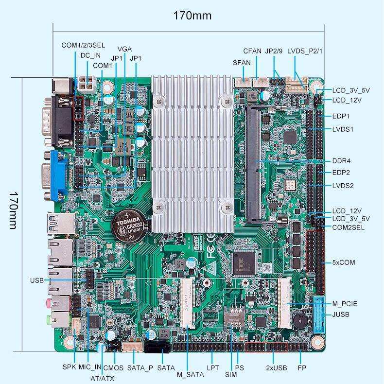 派勤J4125工控主板迷你ITX低功耗双网6串口17x17收银广告一体机
