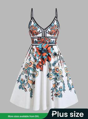 H 48131 Floral print camisole dress 花卉印花吊带裙跨境速