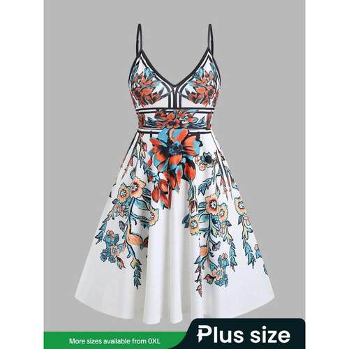 H 48131 Floral print camisole dress 花卉印花吊带裙跨境速