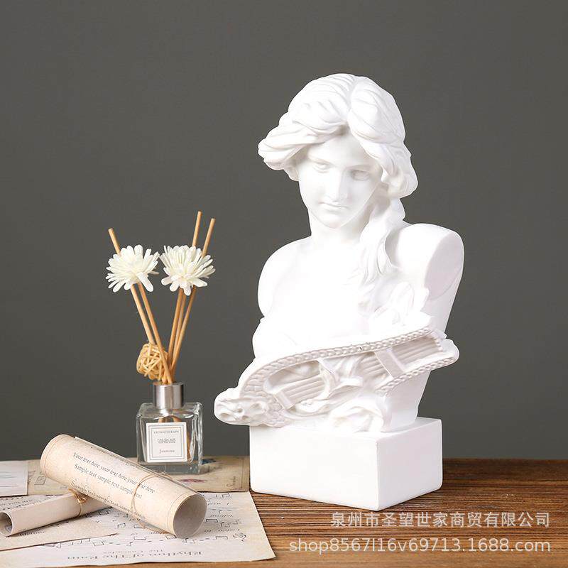 欧式希腊琴女树脂石膏像头像模型素描美术摆件人像婚庆道具雕像树