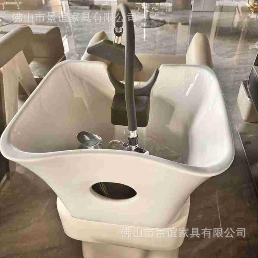 半躺式洗头床理发店洗头床发廊冲水床厂家直供陶瓷盆简约洗头床