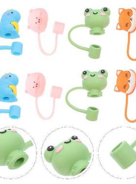 8 Pcs Straw Cover Silicone Top Cap Tips Protector Glass