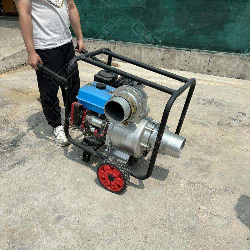 双缸四冲程汽油抽水泵电启动6寸单缸水泵大流量高扬程自吸泵