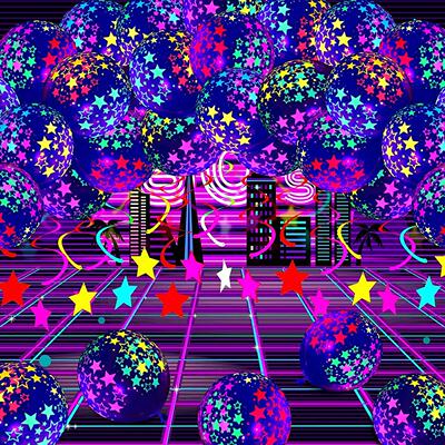 Happy Birthday Neon Glow Balloons Glow in Blacklight Fluores