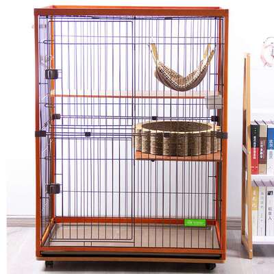 创逸CWP榉木系列实木三层猫别墅木头两层猫笼子二层猫舍可隔断笼