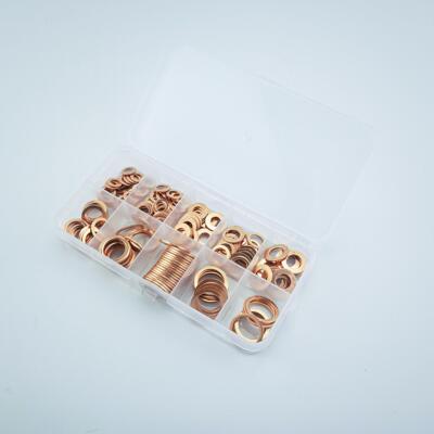 铜垫片200PCS紫铜油封垫片盒装垫片平垫圈组合套装密封铜垫圈