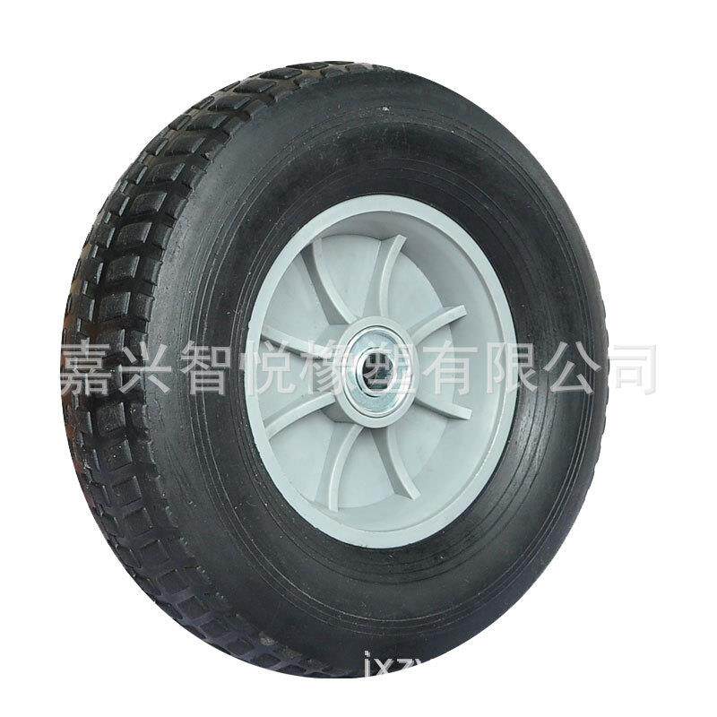 10寸铲雪车工具车实心橡胶轮子工业黑胶轮大滚轮