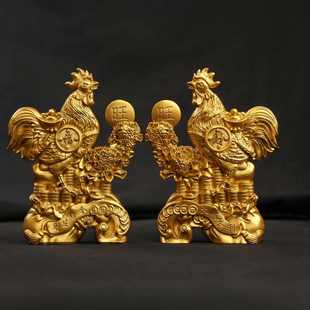 宝鸡家居书房桌摆件吉祥如意仿铜元 金钱鸡元 宝大吉大利鸡工艺品
