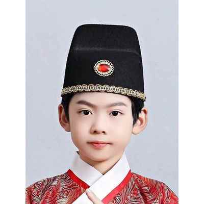 男童汉服帽子翼善冠儿童古风古装帽子明制飞鱼帽锦衣卫状元帽头饰
