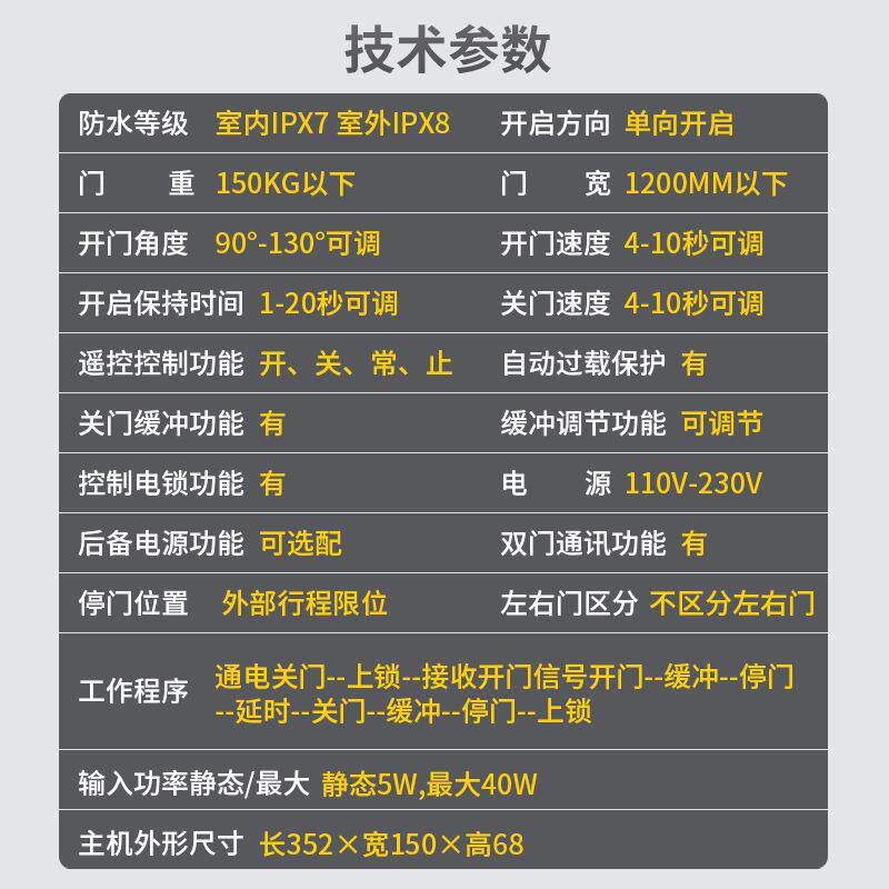 电动地弹簧OW-160双开门一拖二开门机自动开关门电机