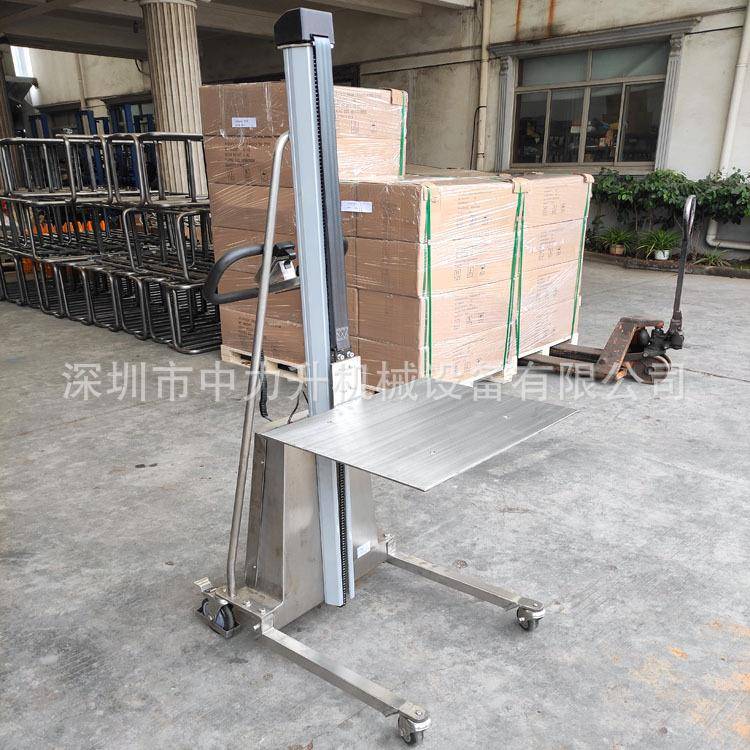 全不锈钢手动电动堆高车304电动工位车轻型升高车液压手推装卸车