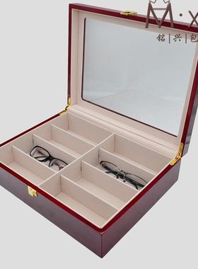 现货木000028质展8档格眼镜盒高太阳镜盒示墨镜收纳盒眼镜展示架