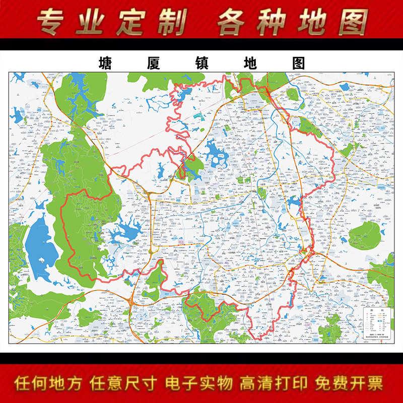 2024年东莞市塘厦镇地图贴图办公室街道墙壁贴装饰画地形