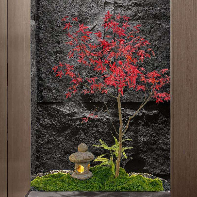 仿真红枫树造景装饰绿植软装微景观诧寂风室内玄关角落楼梯下布置