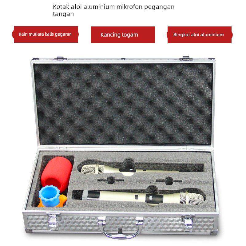 KTV无线话筒箱子收纳箱2支装手提铝箱手持领夹式麦克风保护箱盒子