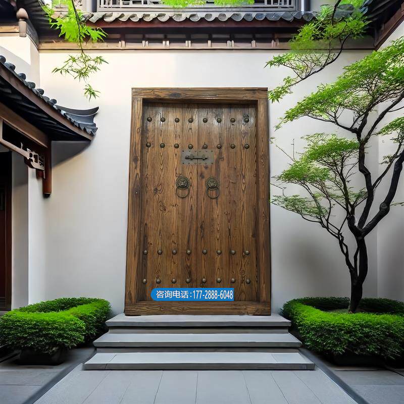 老式木门实木彷古大门中式别墅大门庭院原木大门农村大门双开进户