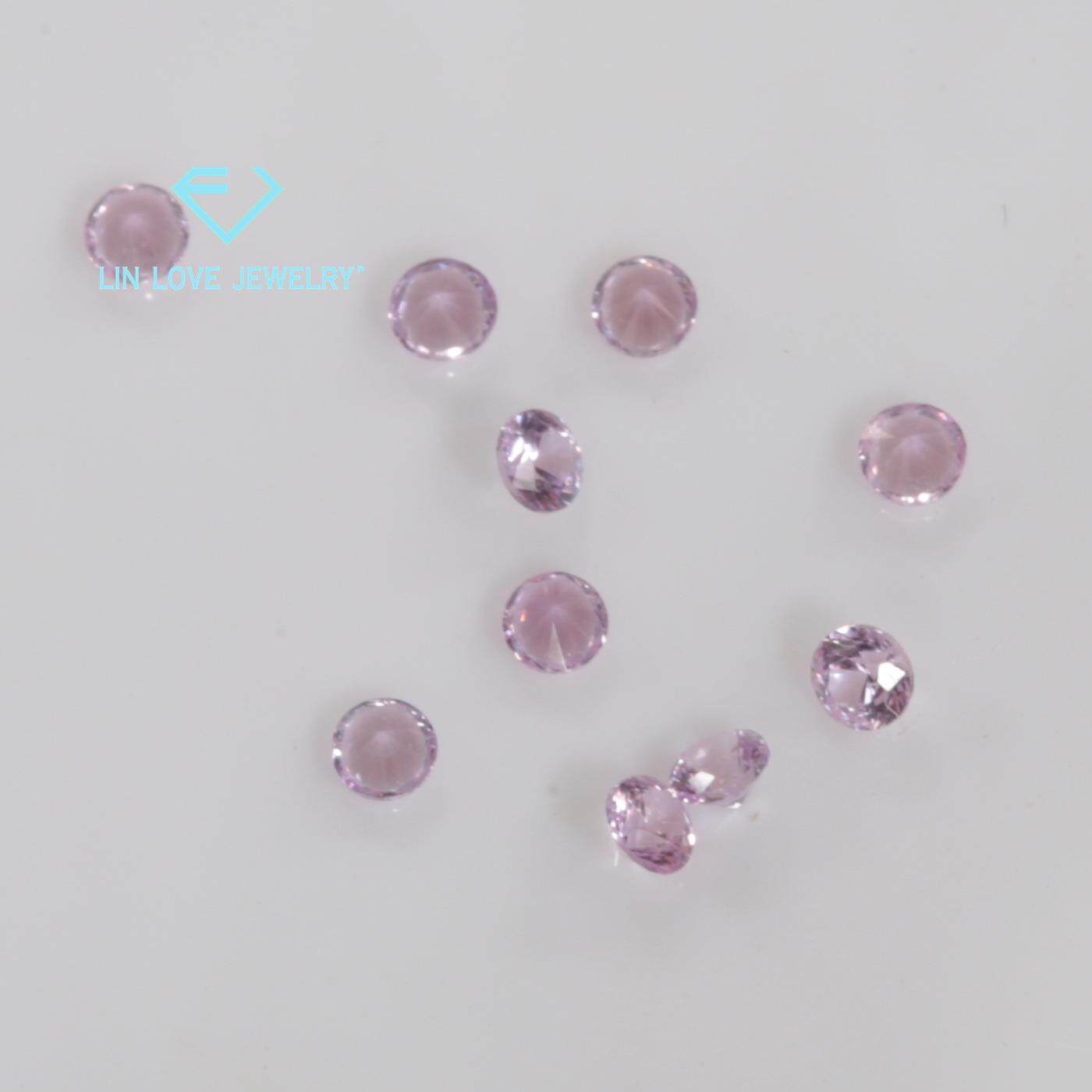 天然粉尖晶石0.7-2.0mm珠宝钟表配石裸石小圆形精工精准尺寸现货