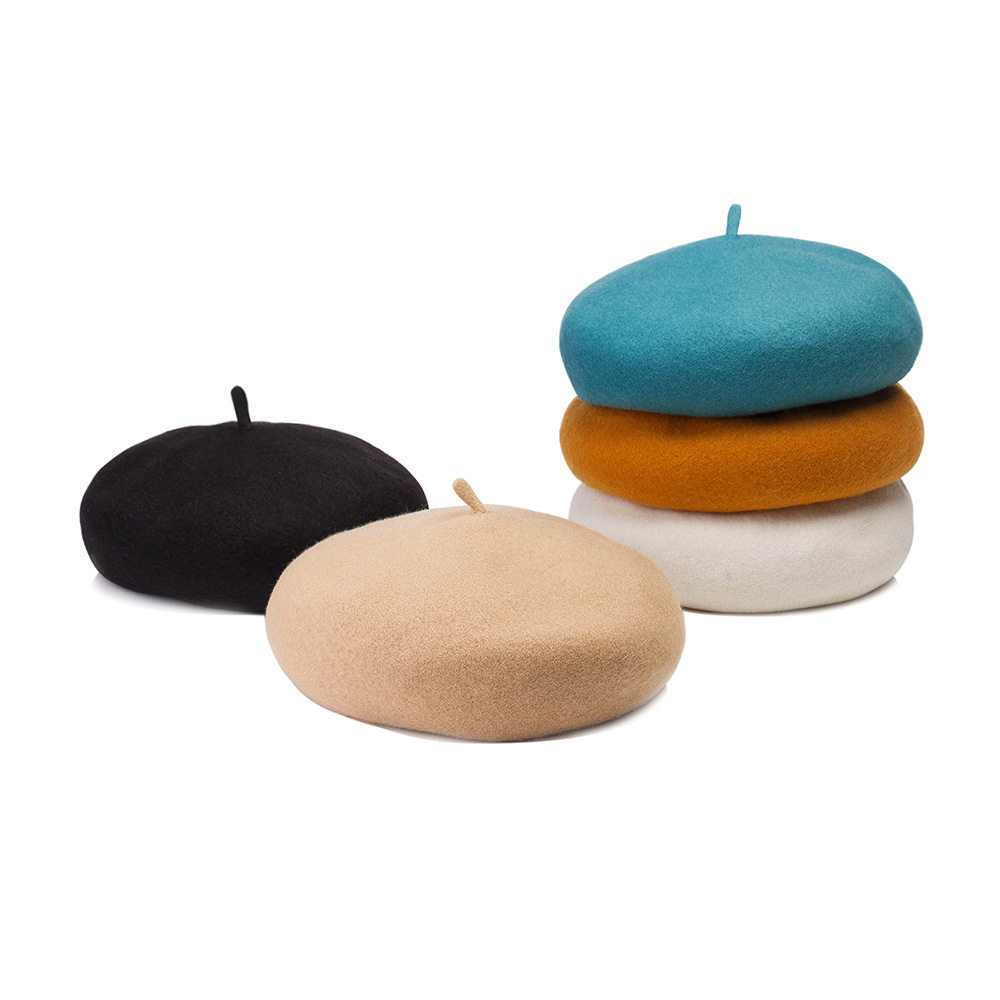 秋冬款欧美复古风羊毛贝雷帽 L大码立体毛呢蘑菇帽女优雅画家帽