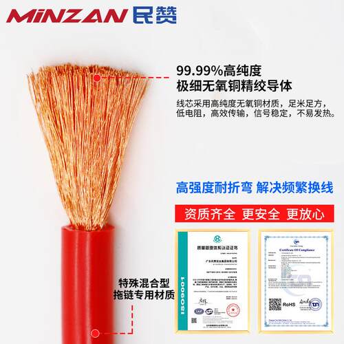 RV电子线单芯多股软线50/70/95平方国标纯铜机器设备连接线引线
