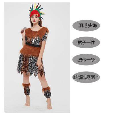 高档野服装非洲人鼓演服印第安原始人猎人人土著部落出舞蹈亲子表
