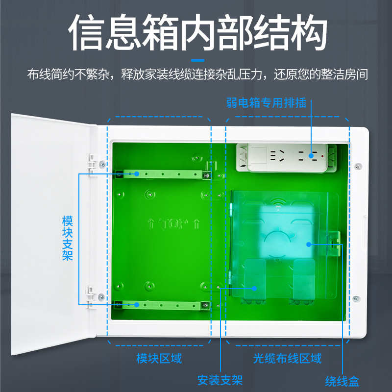 厂家产销300*400*120加厚光纤箱入户信息箱 暗装工程家用弱电箱
