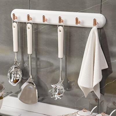 Luxury Six-Hook Row for Kitchen, No-Drill Utensil Storage, W
