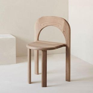 以木靠餐实木餐椅可叠放凳子家783具原风奶油木风折叠椅背凳橡木