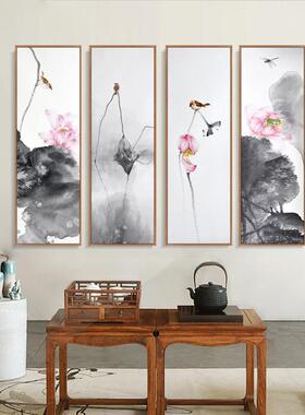 新中式装饰画荷花客厅书房玄关挂画宋美学禅意茶室壁画