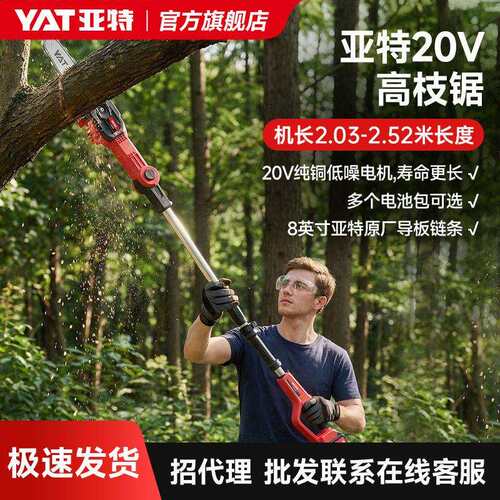锂电枝锯7603加长杆伸缩充电式修剪树枝园林修剪机电链锯