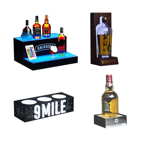 亚克力展示架红酒架酒吧用品展架LED发光酒座KTV洋酒激光展示台