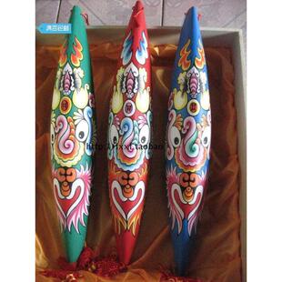 社火马勺脸谱梭子形脸谱个性装饰酒店饭店客厅书房送礼桐木手工绘