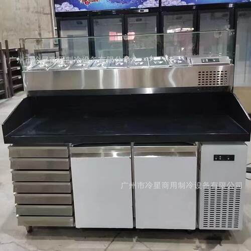 台式沙拉台组合披萨冷藏Ventilated/风冷工作台7抽屉大理石冰箱