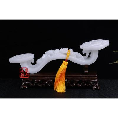 正品玉如然意天阿件富汗白玉貅如意摆貔家居办公室桌玉石摆件装饰