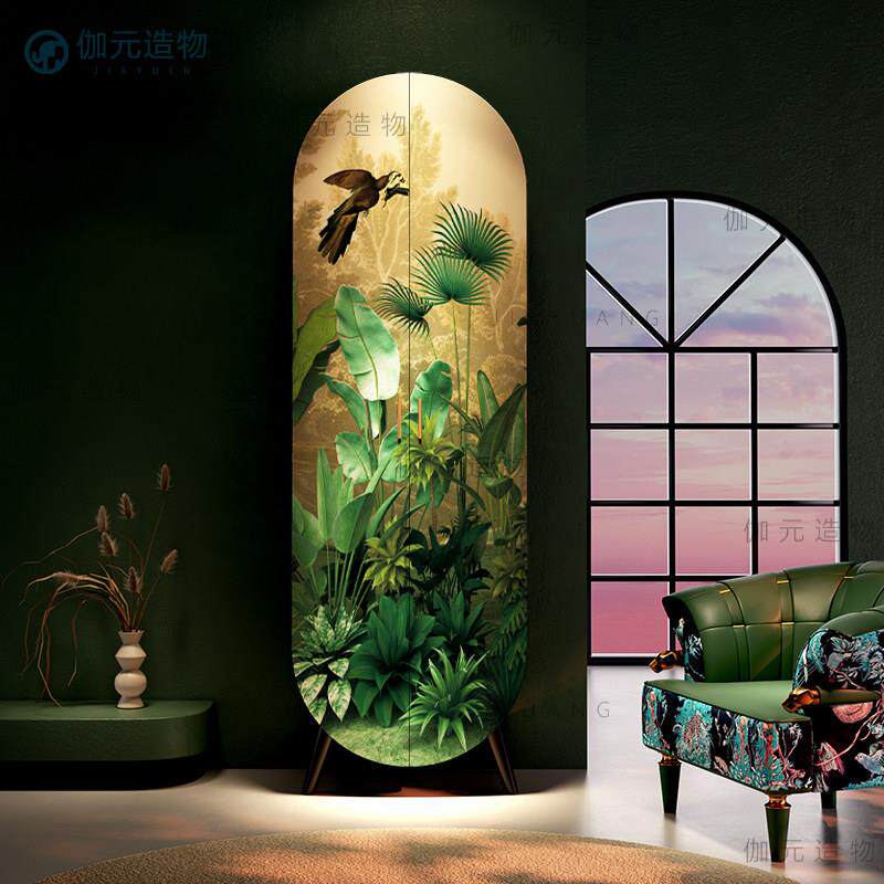 法式覆古实木玄关半圆柜卧室床边花鸟收纳衣柜客厅装饰储物餐边柜