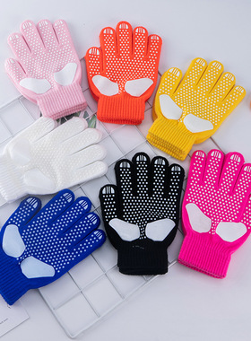 花样滑冰训练手套男女黑色溜冰白色针织防滑烫钻通用成人花滑儿童