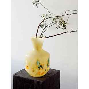 NTSTUDIO | 中古高级彩色手工琉璃花瓶法式大口径艺术插花器摆件