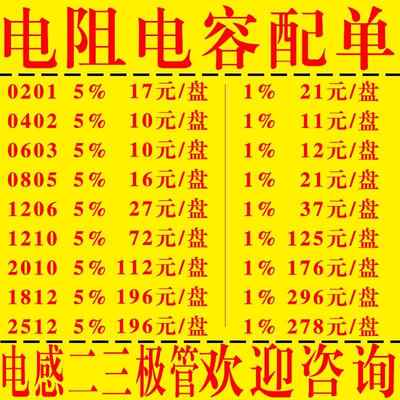 贴片电阻电容配单060308051206高精密低温漂千分之一0.1%10-25PPM