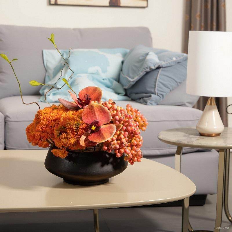 桌轻奢中式花艺摆件酒餐厅客餐花假店花10029706仿厅生花摆设