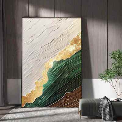现代抽象绿色客厅装饰画沙发背景墙落地画高档简约肌理感玄关挂画