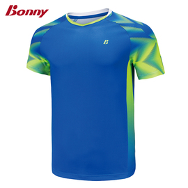 bonny波力运动圆领，t恤羽毛球运动服小孔面料，吸湿排汗男女服yz012