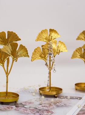 创意迷你欧式金属项链耳饰珠宝首饰展示家居收纳摆件金色