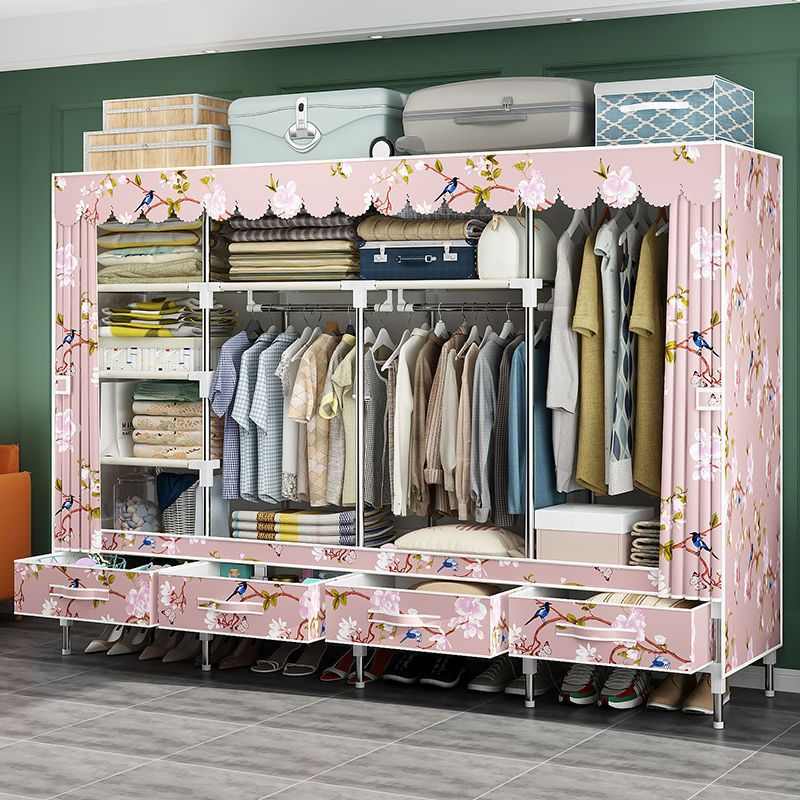 钢管加粗加固挂衣柜收纳架分层网红简易布衣柜子学生不锈钢新款男