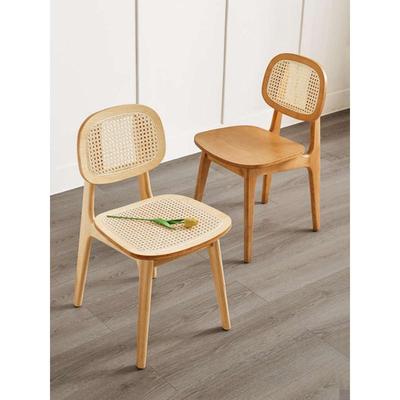 北欧简约家用餐椅实木藤编靠背椅设计师民宿饭店餐厅桌吃饭椅子