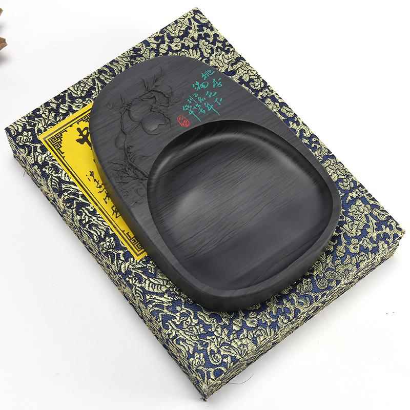 高档天安徽非遗砚8寸然原石龙尾老坑砚 初歙盒学者成人用磨墨用端