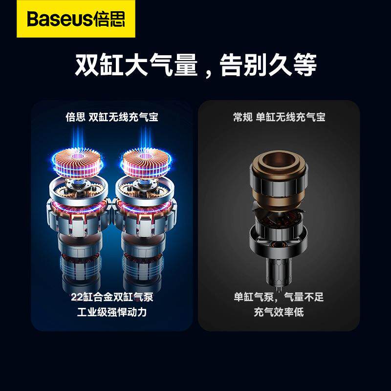 车载双缸充气泵数显无线能量泵轮胎打气泵充气胎压检测充气宝